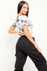 Grey Tie Dye Double Zip Top - Faven