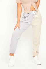Beige Half Grey Elasticated Waist Joggers - Dasha