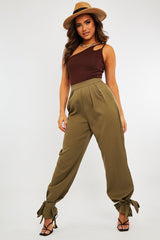 Brown Ribbed Double Strap One Shoulder Bodysuit - Lavia