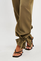 Khaki Straight Leg Ankle Tie Trouser - Darby