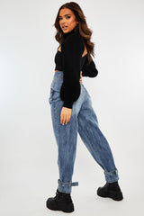 Light Blue Buckle Ankle Balloon Fit Jeans - Nicole