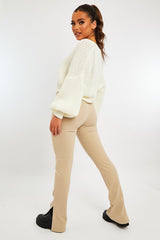 Stone Ring Zip Front Split Side Crepe Trousers - Ashton