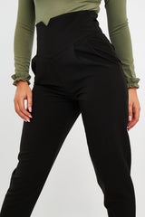 Black Extreme High Waist Tailored Trousers - Yaz