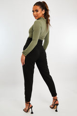Black Extreme High Waist Tailored Trousers - Yaz