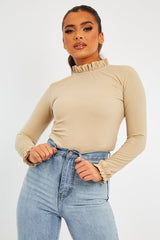 Stone Ruffle Neck Bodysuit - Trudy