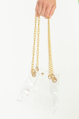 Clear Plastic Gold Chain Detail Bucket Bag - Emmelia