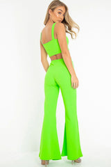 Neon Green Crop Top and Trousers Co-ord Set - Kimmy