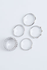5 pack Silver Rings - Lianna
