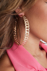 Large Chain Gold Hoop Earrings - Adalena