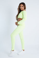Lime Drawstring Crop Top and & Joggers Set - Giavana