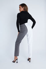 Grey Straight Leg Split Colour Jeans - Jakia