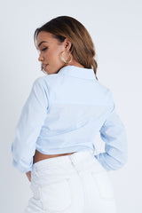 Blue Cropped Side Ruched Shirt - Jura