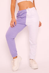 Lilac Half White Elasticated Waist Joggers - Dasha