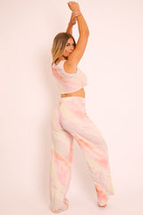 Pink Tie-Dye Ribbed Vest Loungewear Co-ord - Alaire