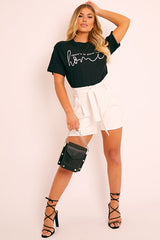 White Faux Leather Belted Shorts - Riyanna