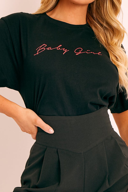 Black Italic Baby Girl Slogan T-shirt - Gracey