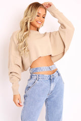 Nude Cropped Batwing Jumper - Lizy