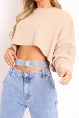 Nude Cropped Batwing Jumper - Lizy
