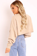 Nude Cropped Batwing Jumper - Lizy