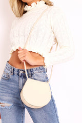 Cream Faux Leather Rounded Cross Body Bag - Toby