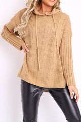 Camel Knitted Hoodie Jumper - Capri