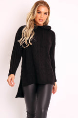Black Knitted Hoodie Jumper - Capri