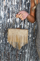 Gold Diamante Tassel Box Clutch - Geri