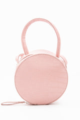 Dusty Pink Faux Croc Circle Handbag - Jackie