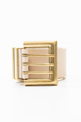 Nude Faux Leather Wide Waist Belt - London