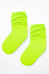 Neon Green Rib Slouchy Tube Socks - Evangelina