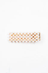 Gold Pearl Embellished Crocodile Barrette - Faisa