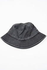 Washed Black Denim Stitch Detail Bucket Hat - Gabriela