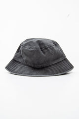 Washed Black Denim Stitch Detail Bucket Hat - Gabriela