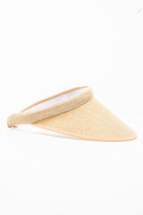 Natural Straw Woven Trim Detail Visor - Giana