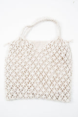 Cream Rope Knotted Braid Detail Tote Bag - Farah