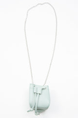 Blue Mint Faux Leather Mini Drawstring Bag - Cailey