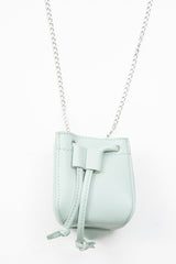 Blue Mint Faux Leather Mini Drawstring Bag - Cailey