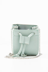 Blue Mint Faux Leather Mini Drawstring Bag - Cailey