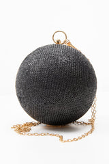 Black Woven Sphere Chain Detail Bag - Charlii
