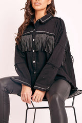 Black Silver Stud Western Style Shirt - Idelle