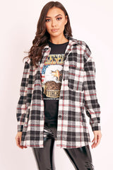 Black Tartan Check Brushed Oversized Shirt - Dafne