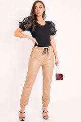 Black Scallop Neckline Crochet Mesh Sleeve Top - Kaisley