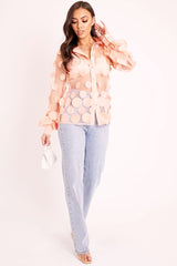 Pink Layered Applique Mesh Shirt - Nikkie