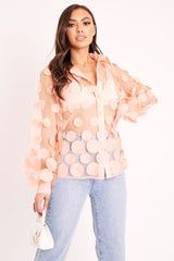 Pink Layered Applique Mesh Shirt - Nikkie