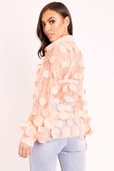 Pink Layered Applique Mesh Shirt - Nikkie