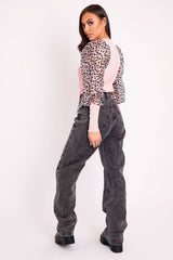 Pink Leopard Mesh Sleeve Ribbed Top - Fiora