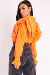 Orange Full Length Ruffle Sleeve Shirt - Keisha