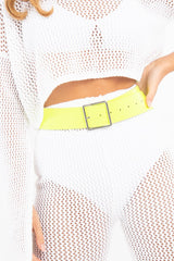 Neon Lime Silver Detail Wide Waist Belt - Suvi