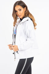 White Zip Front Rain Jacket - Idalie