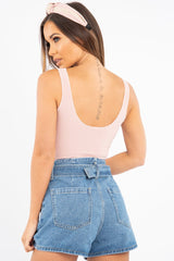 Light Pink Detail Tie Extreme Cropped Top - Trista